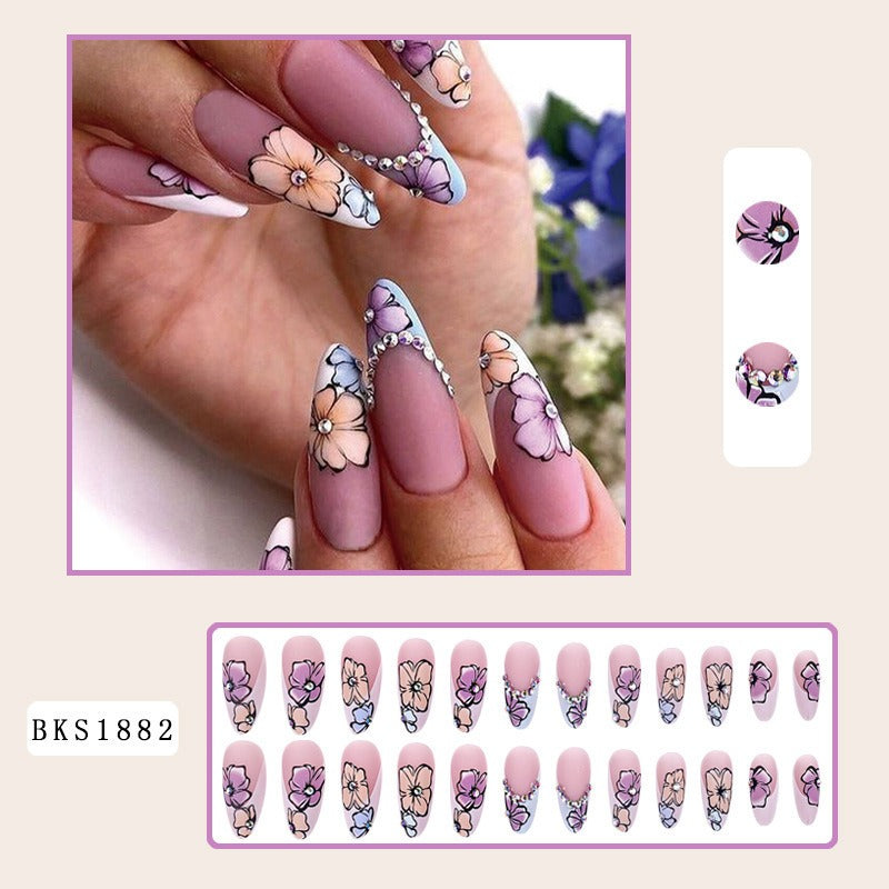Nail Art Almond Nails Finished Wearable Nails 30