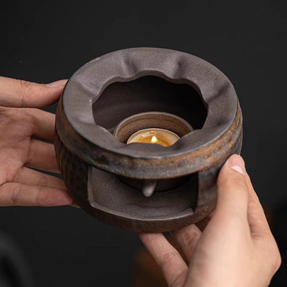 Stoneware incense burner tea warmer 9