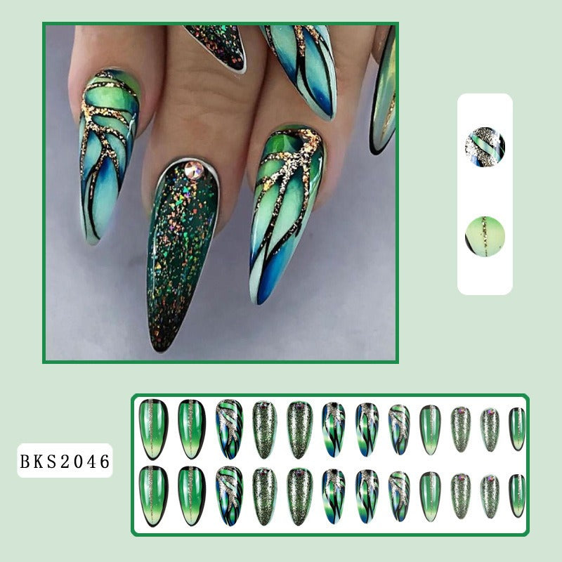 Nail Art Almond Nails Finished Wearable Nails 29